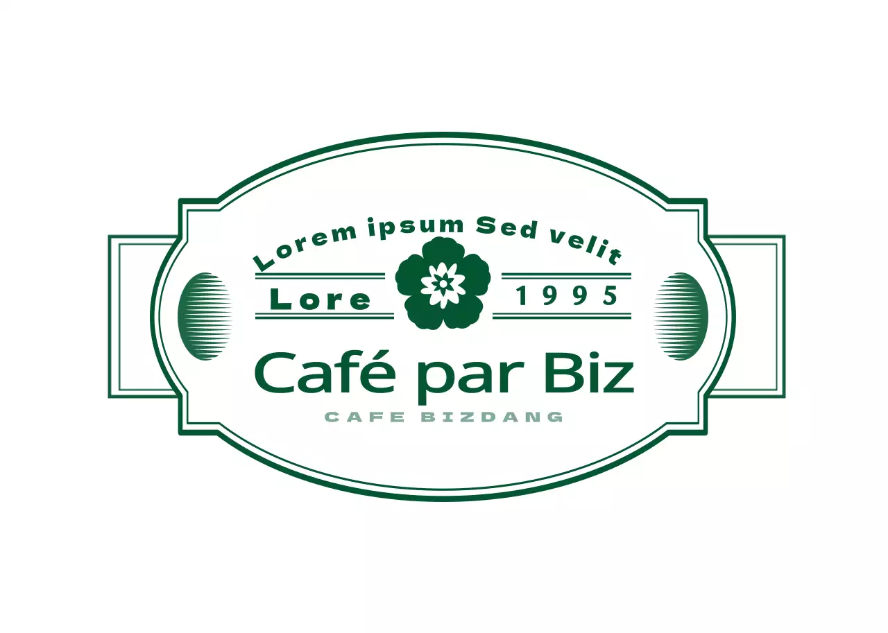 Etiquette autocollante émotionnelle et simple de style logo emblème de café en vert foncé et blanc
