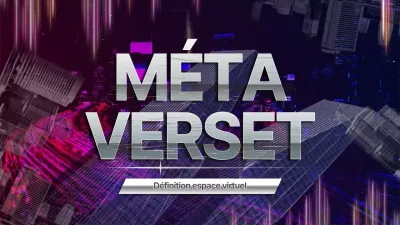 Sur le Metaverse avec un concept graphique violet et bleu marine