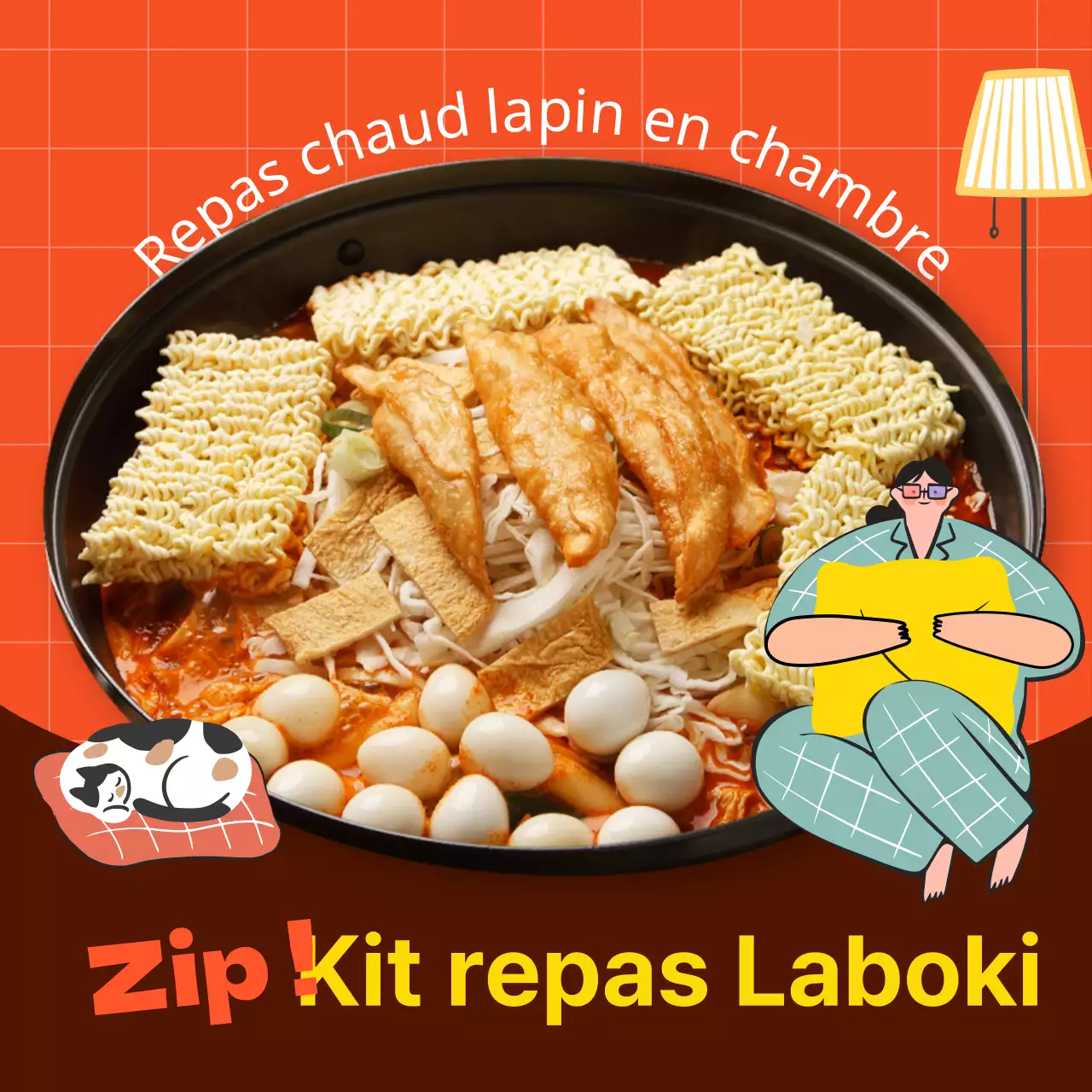 Présentation du kit de repas pour lapin minimaliste orange et marron