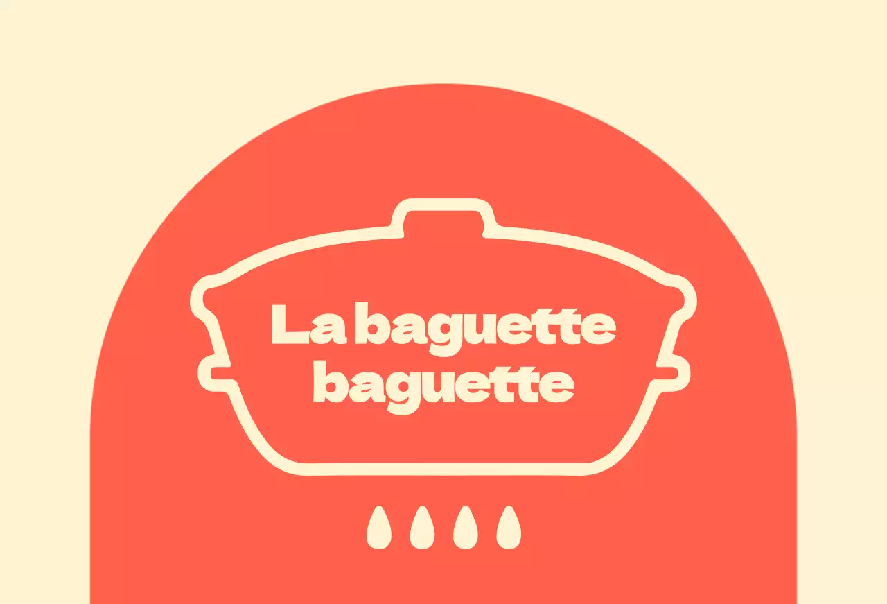 Tienda de baguettes de la abuela balsa con formas arqueadas rojas sobre fondo marfil