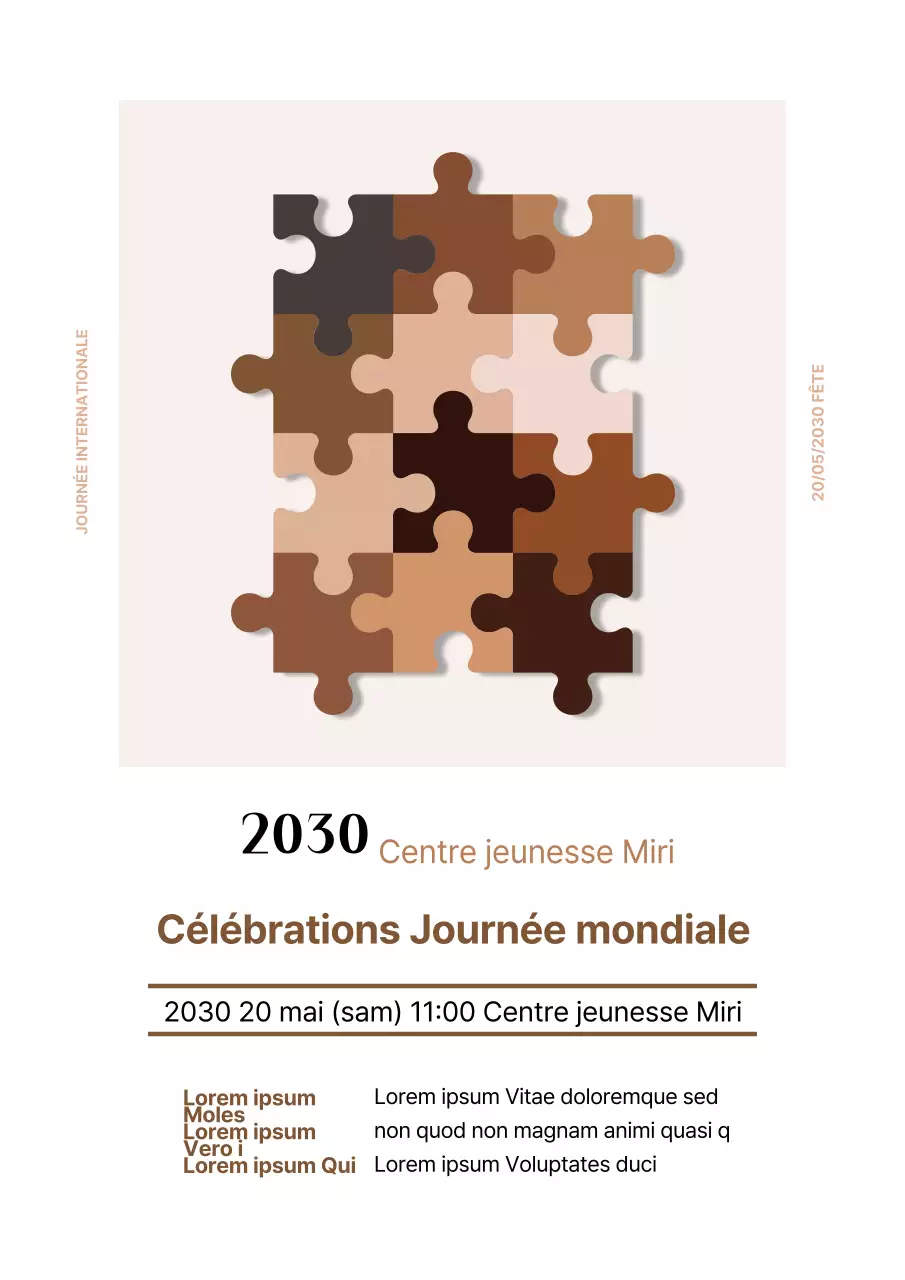 Affiche festive de couleur brune avec un message d'intégration raciale