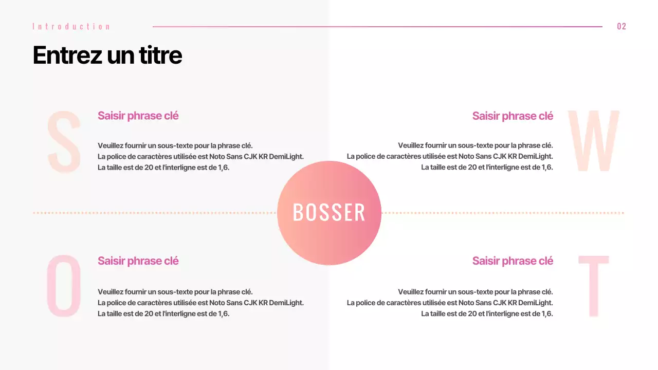 Présentation de différentes mises en page avec des concepts graphiques en dégradé de rose