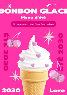 Promouvoir la crème glacée avec une touche rose et mignonne