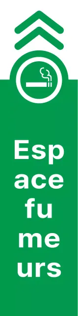 Icône de cigarette simple et propre et combinaison de texte en vert et rouge Style de mise en page Directions