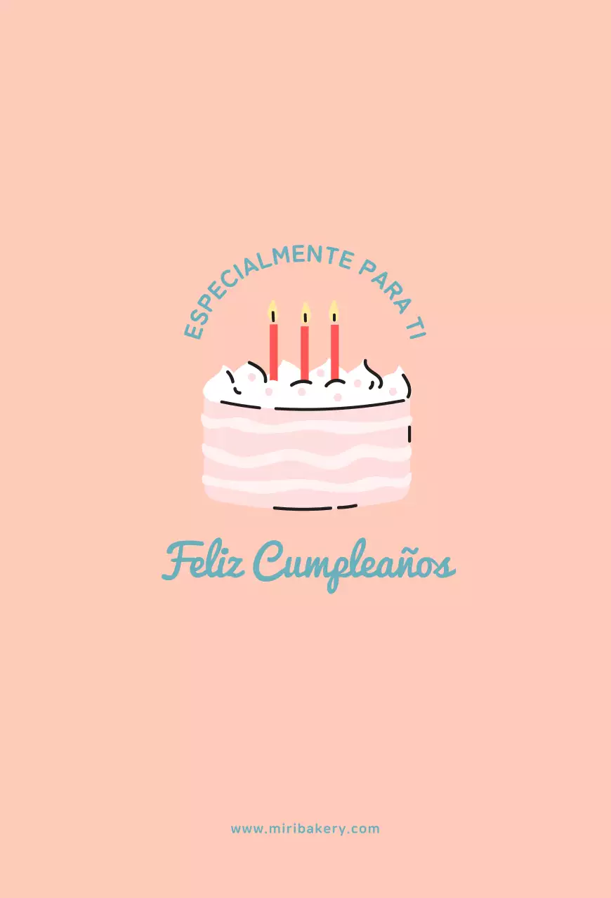 Bonita tarjeta de cumpleaños vintage con ilustración de tarta rosa y azul