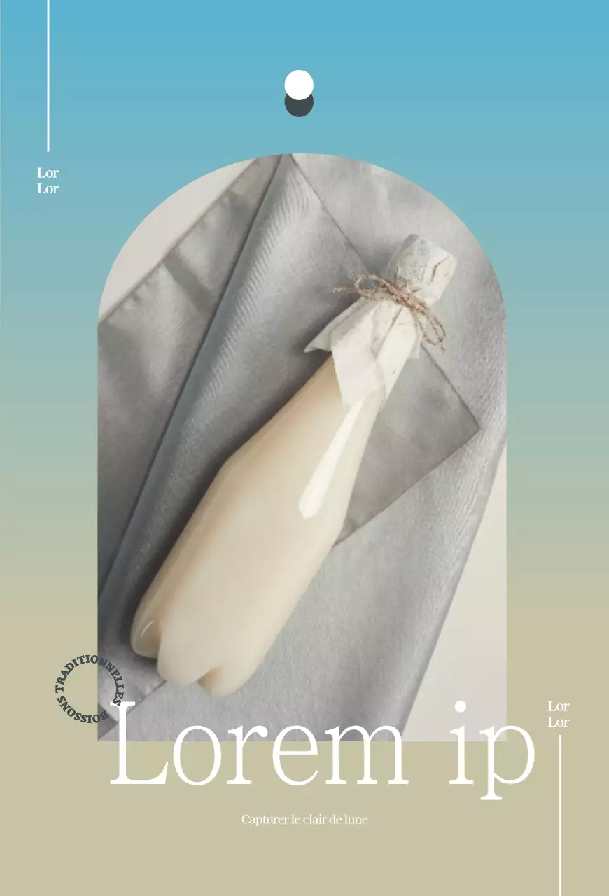 Carte postale de description de produit pour le vin de riz en dégradé bleu clair