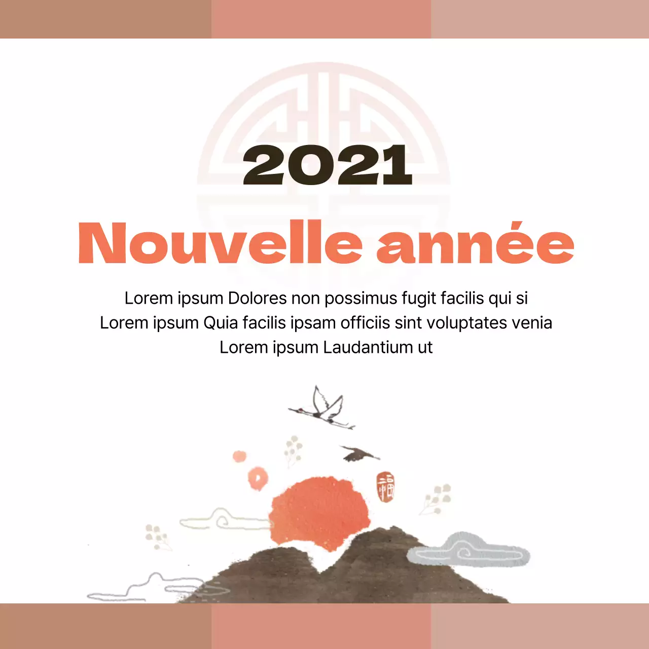 Beige Illustration Traditional New Year Greetings