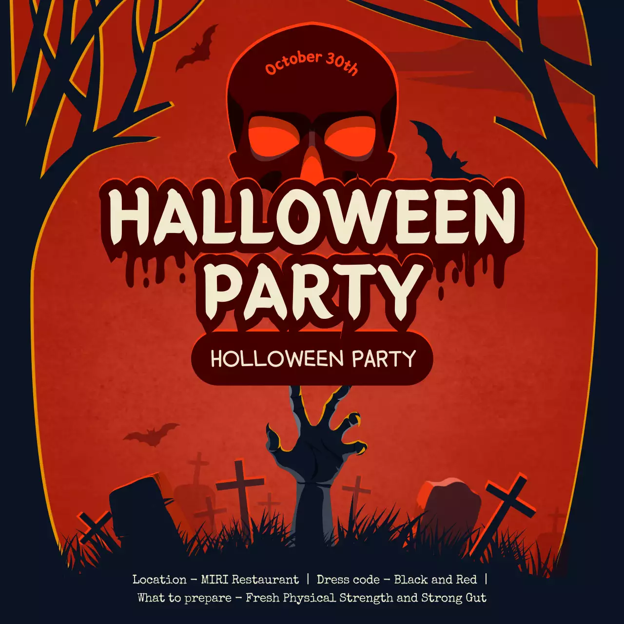 Red Gothic Halloween Invitation Instagram Post