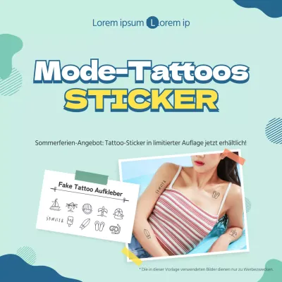 Ermäßigte Tattoo-Aufkleber in Hellblau und Blau