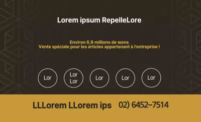 Texte simple en ocre et blanc avec des informations sur la vente