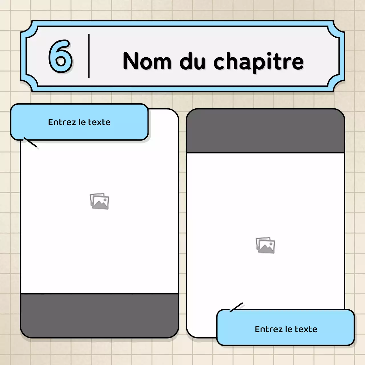 Bulles de texte bleu clair et jaune et illustration mignonne