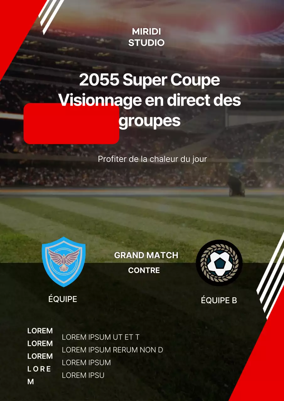 Webposter simple de visualisation d'un groupe rouge pour un match de football