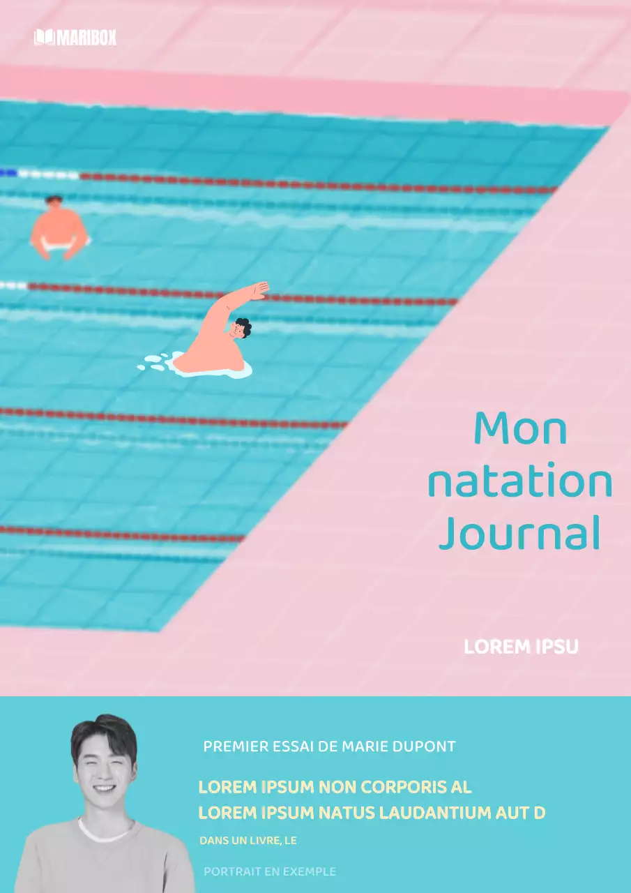 Rose Bleu clair Illustration de natation mignonne Agenda de natation