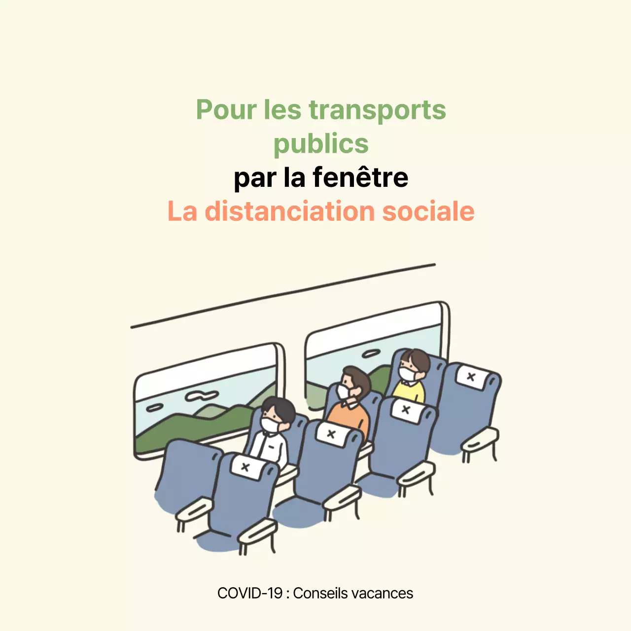 Thèmes de distanciation des transports publics de Corona