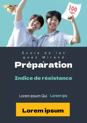 Un simple prospectus bleu clair et bleu marine promouvant une réduction sur les cours d'hagi.