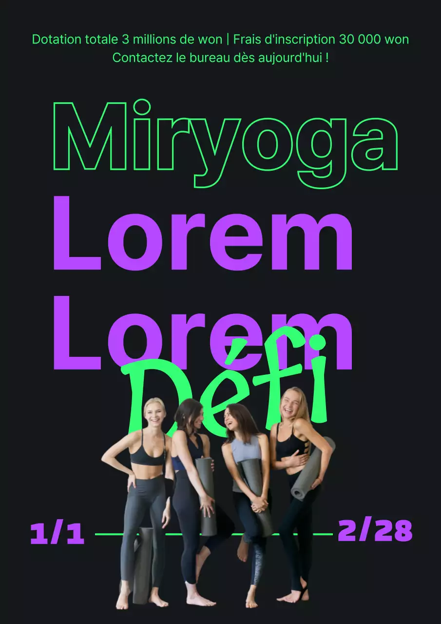 Guide de survie pour un régime de yoga simple en vert et violet fluorescents