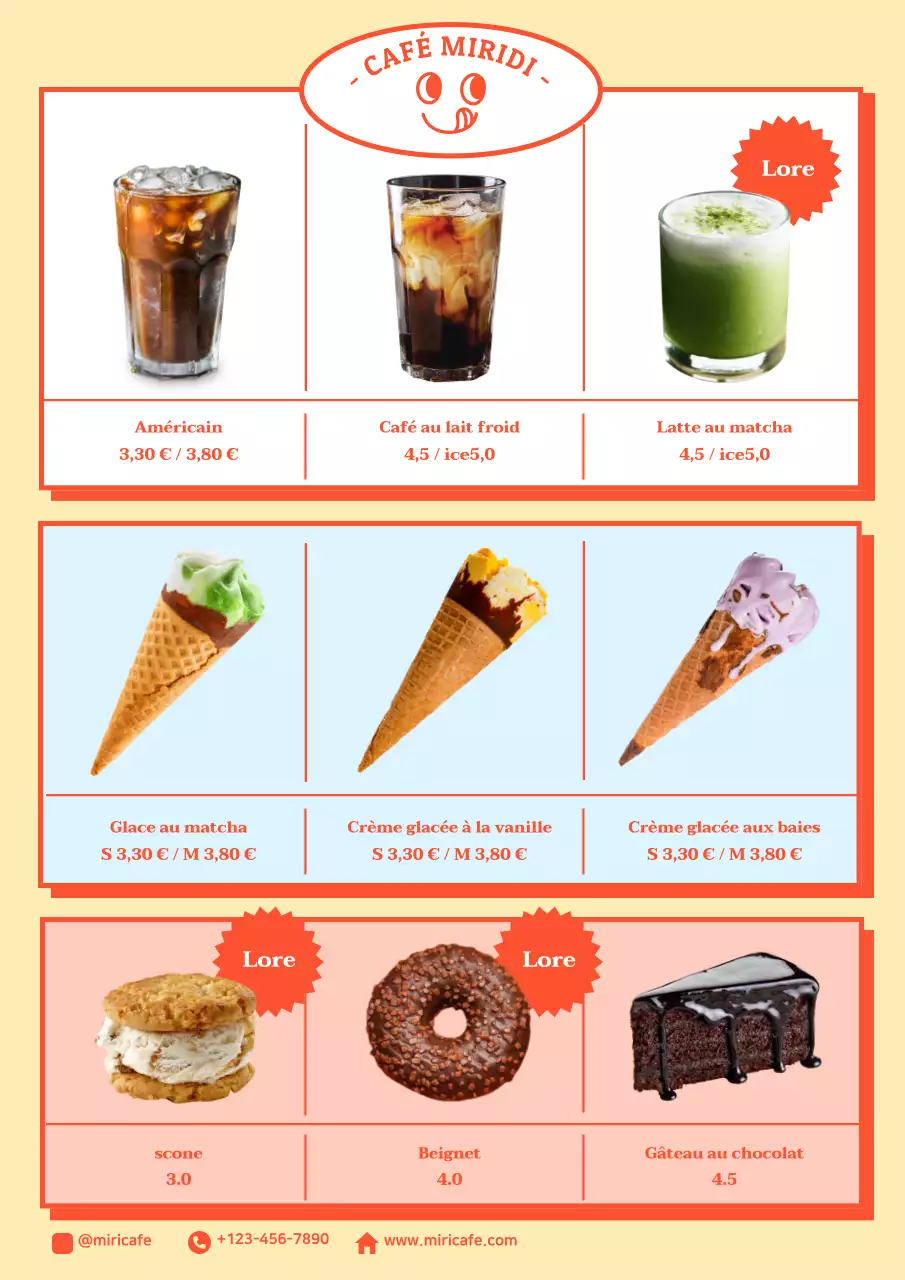 Affiche de menu illustrée aux couleurs pastel pour un café