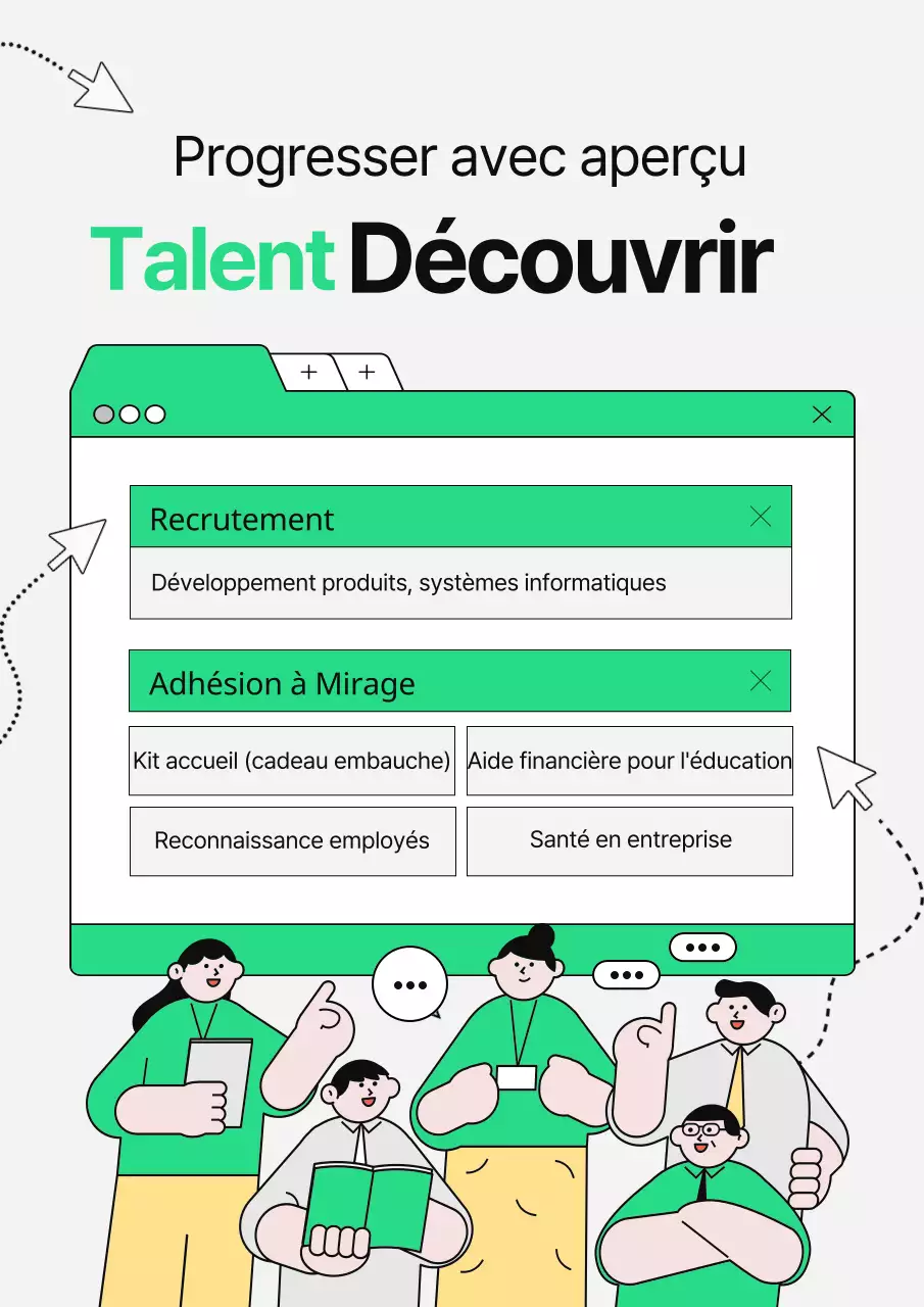Des offres d'emploi illustrées par des fenêtres internet lumineuses et vertes.