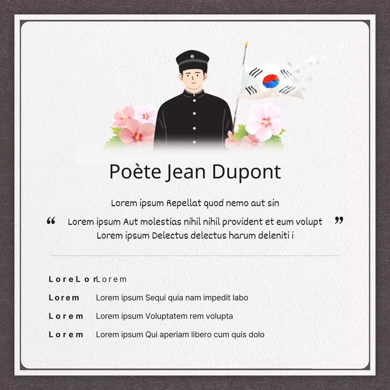 Le poète Yoon Dong-joo, fier combattant de l'indépendance coréenne en blanc et noir.