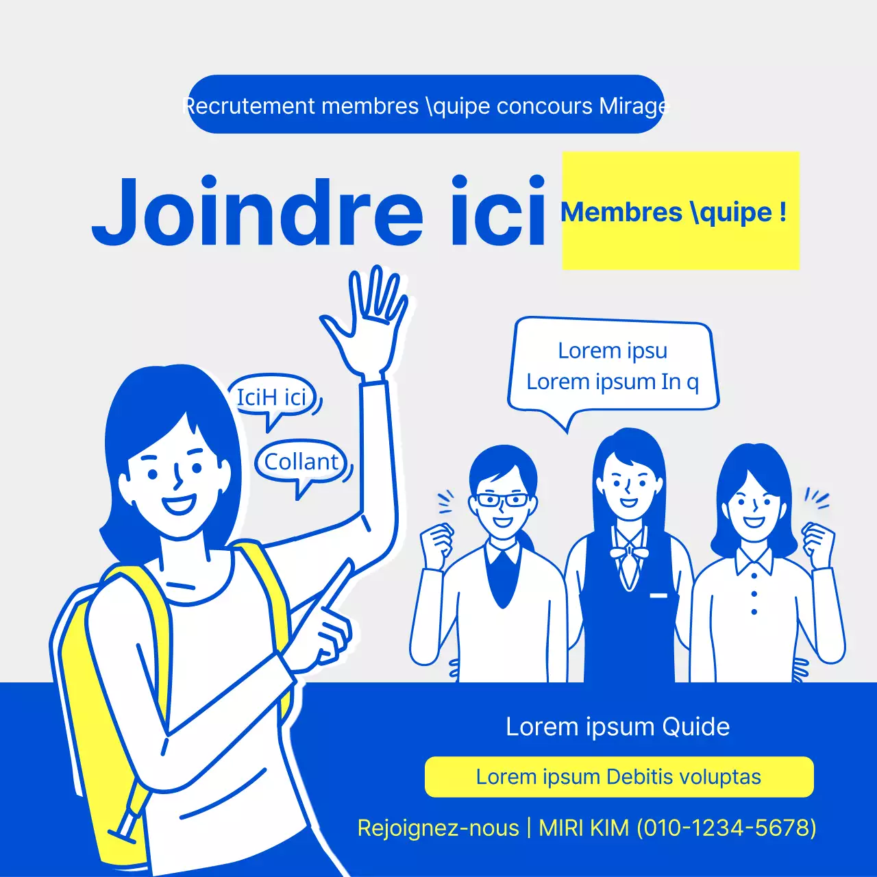 Blue and Lemon Illustration Outreach Competition Team Recruitment CardNews