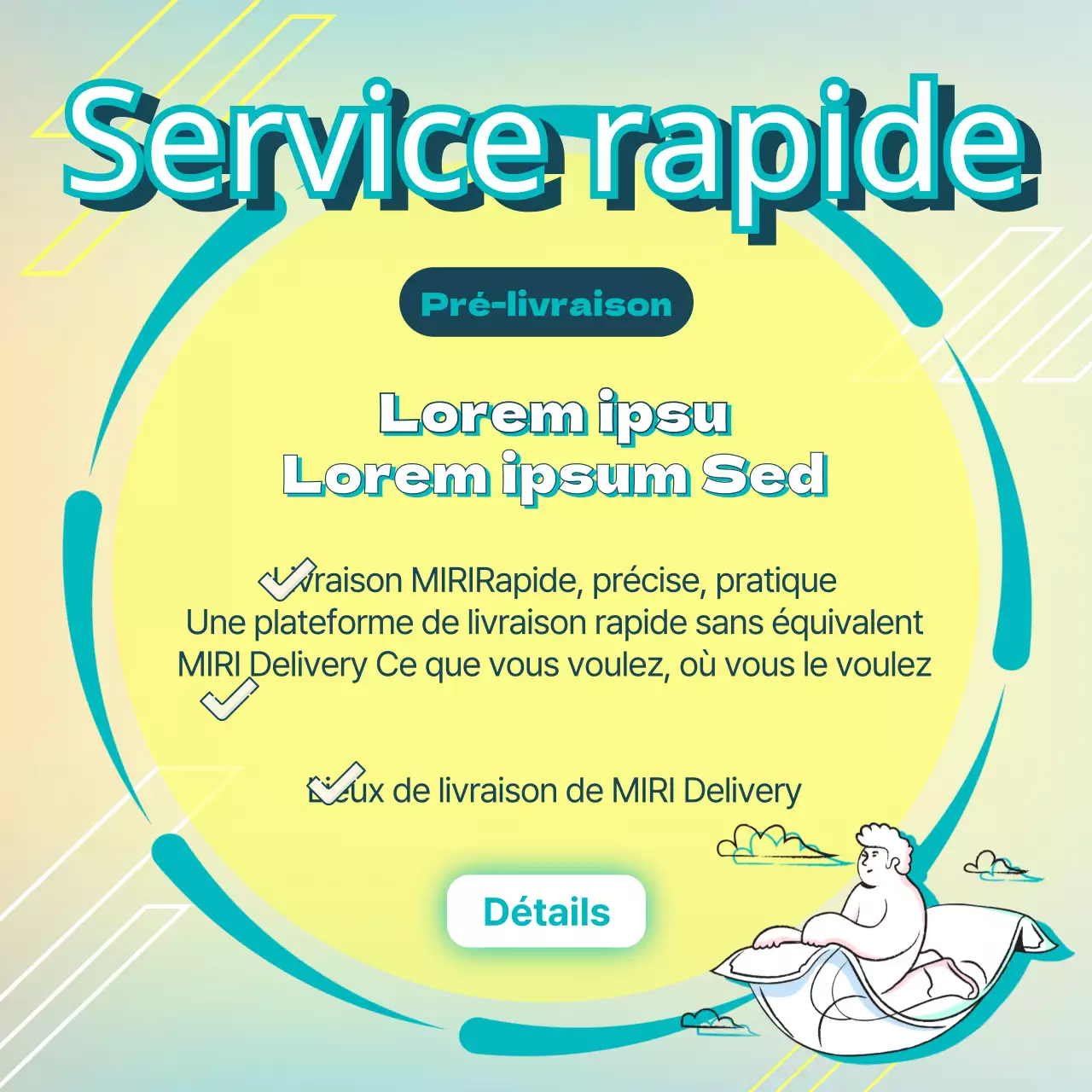 Service rapide moderne Annya en jaune et bleu