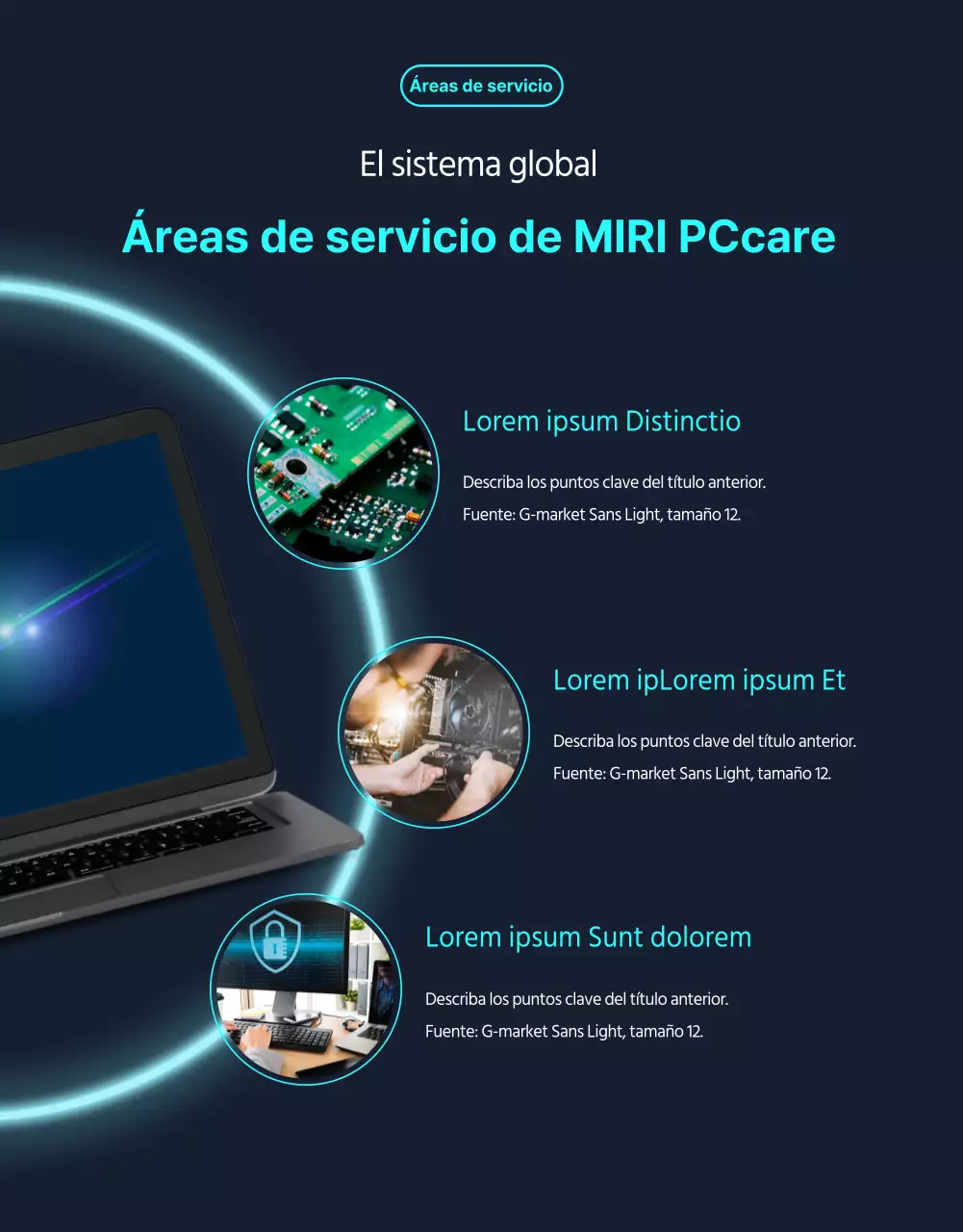 Promocione los servicios de reparación de ordenadores en plata y negro