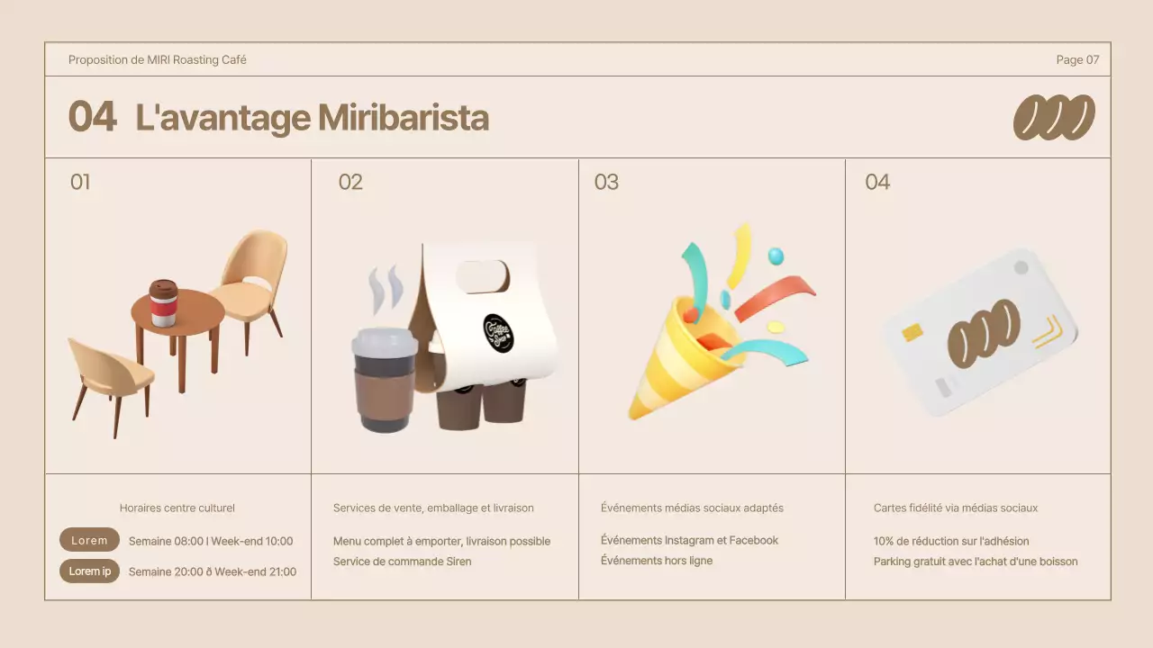 Marron Illustration 3D Concept rétro Proposition pour un café