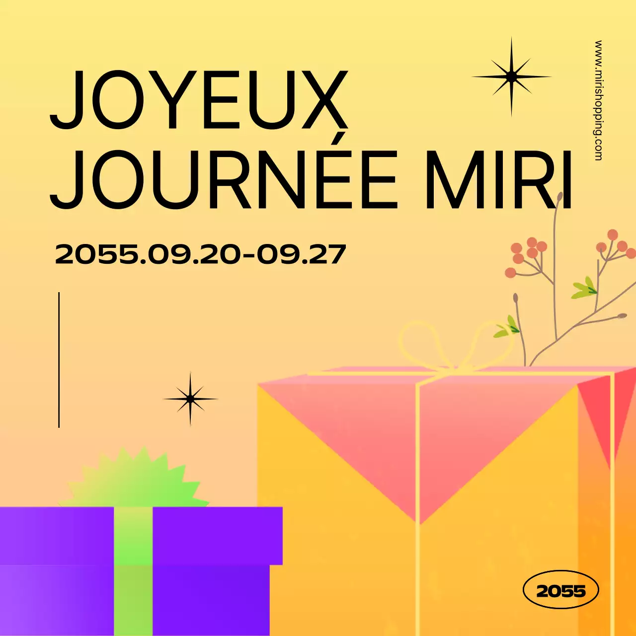 Annonce simple de promotion d'un événement cadeau jaune et orange