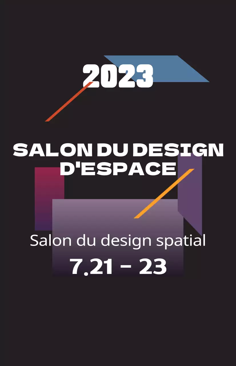 Promouvoir un salon de l'aménagement de l'espace grâce à des illustrations colorées de formes et de textes.