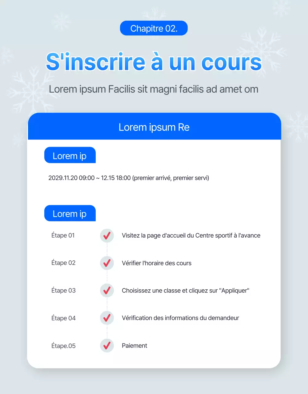 Cours de ski et de snowboard sur le thème de l'hiver en bleu (plus)