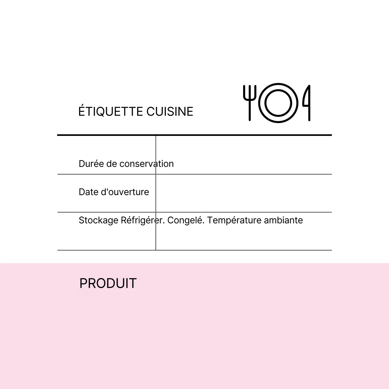 Etiquette de cuisine bicolore blanc-rose