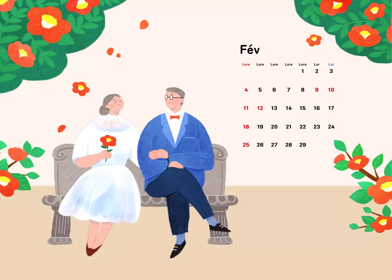 Un calendrier du Nouvel An chaleureux et illustré