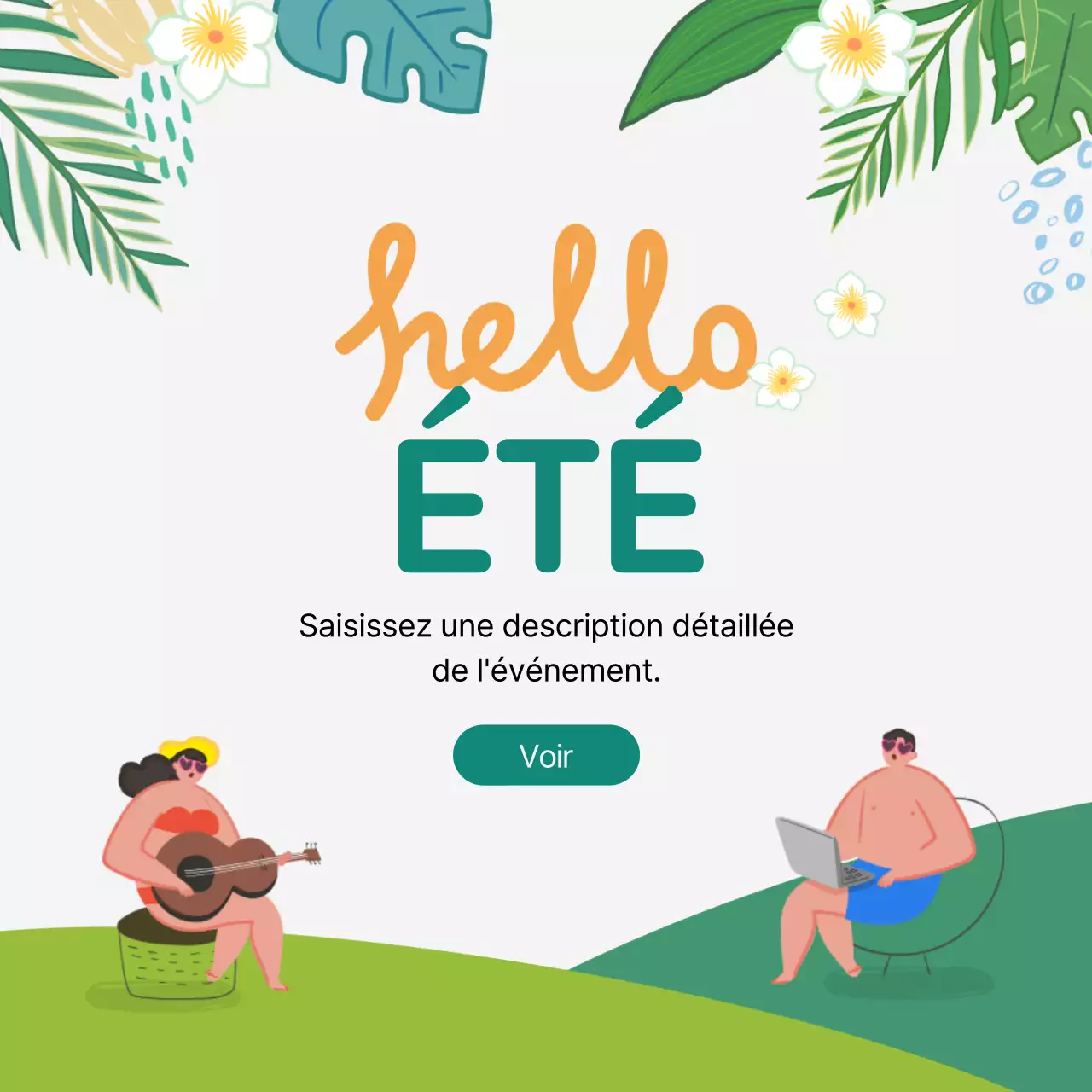 vert mignon illustration instagram hashtag commentaire événement d'été