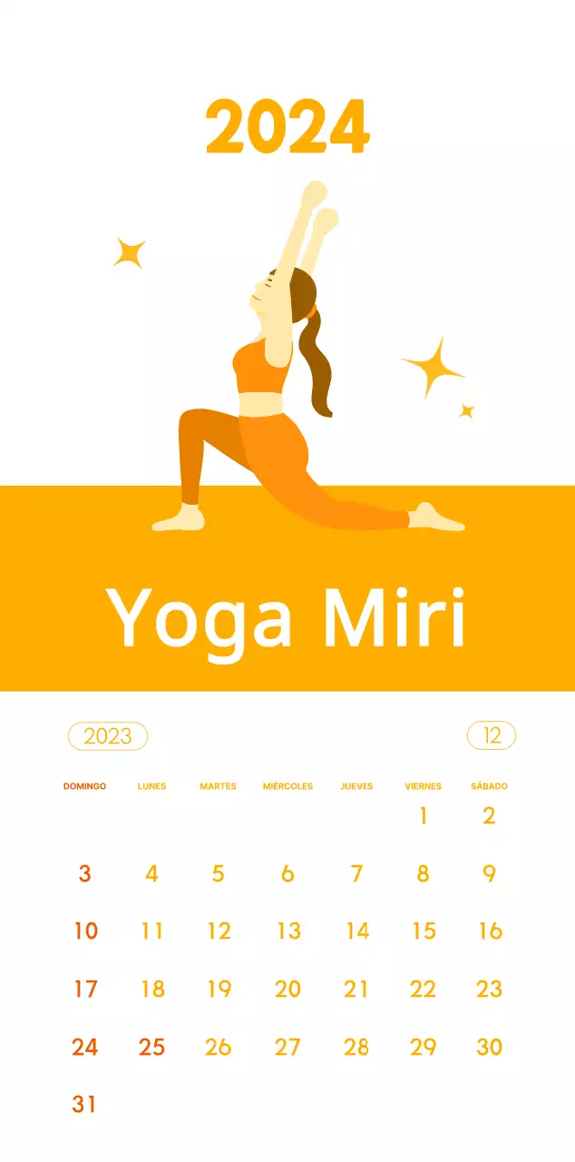 Calendarios naranjas para regalar cuando promocione su estudio de yoga