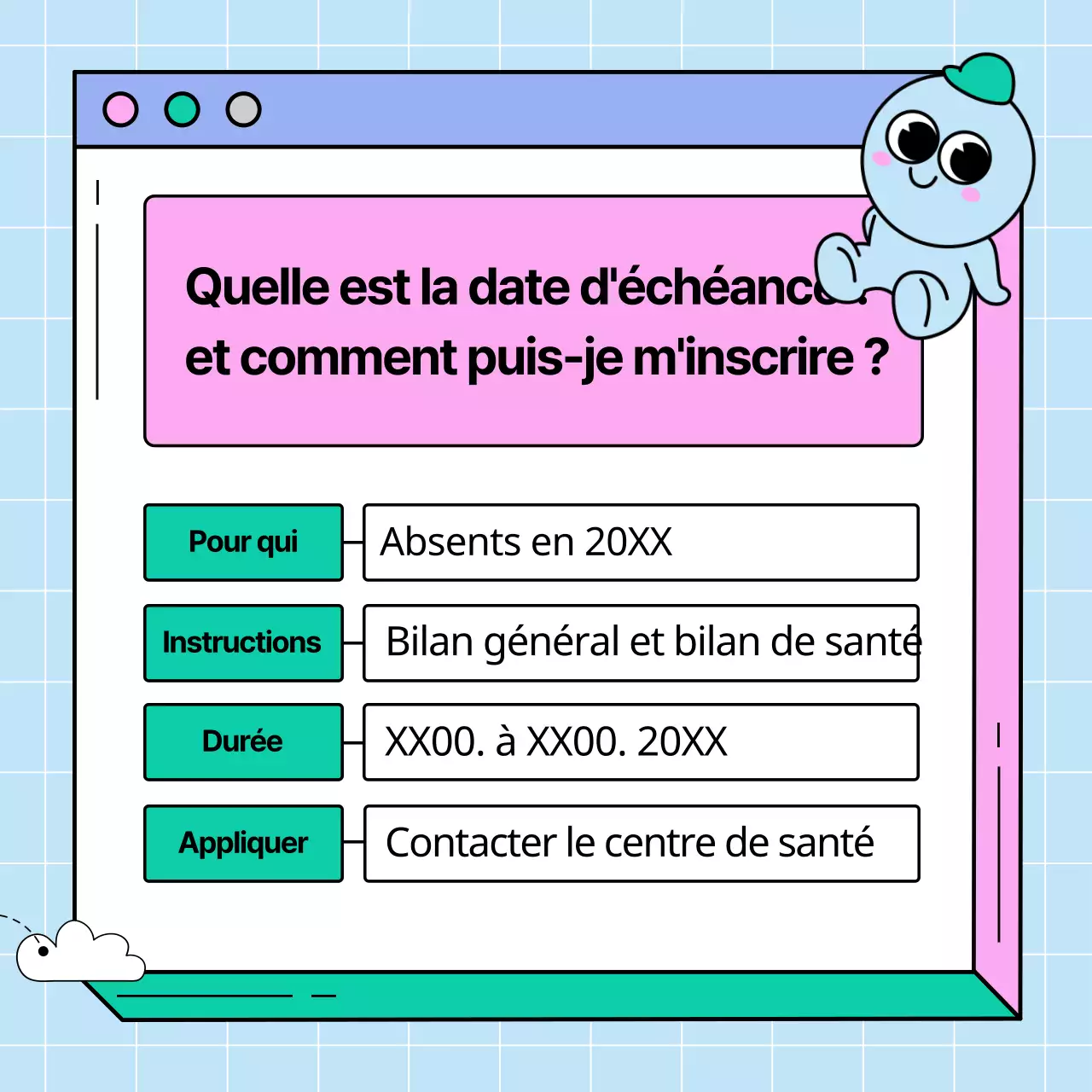 Avis d'extension du bilan de santé des pages web roses et vertes