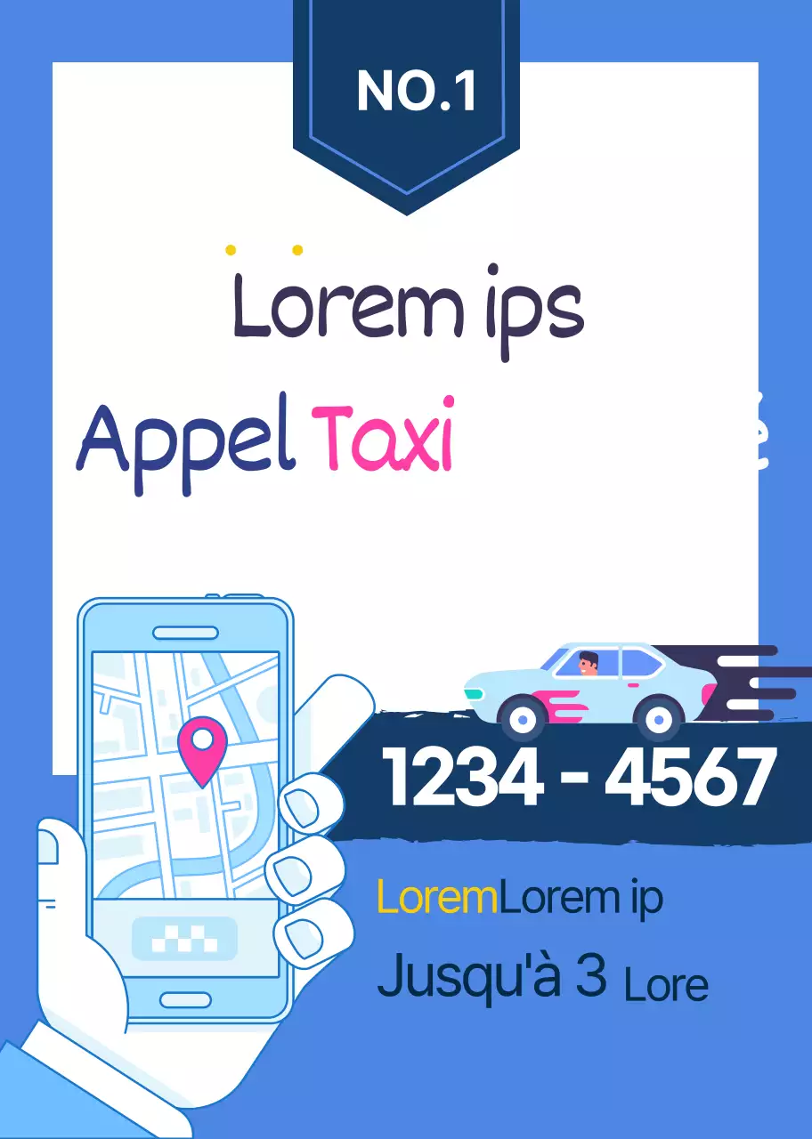 Illustration de la ligne bleue Appeler un taxi Promotion