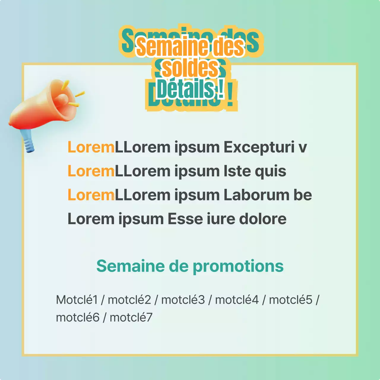 Une simple affiche de vente de fruits et légumes à la menthe et au jaune