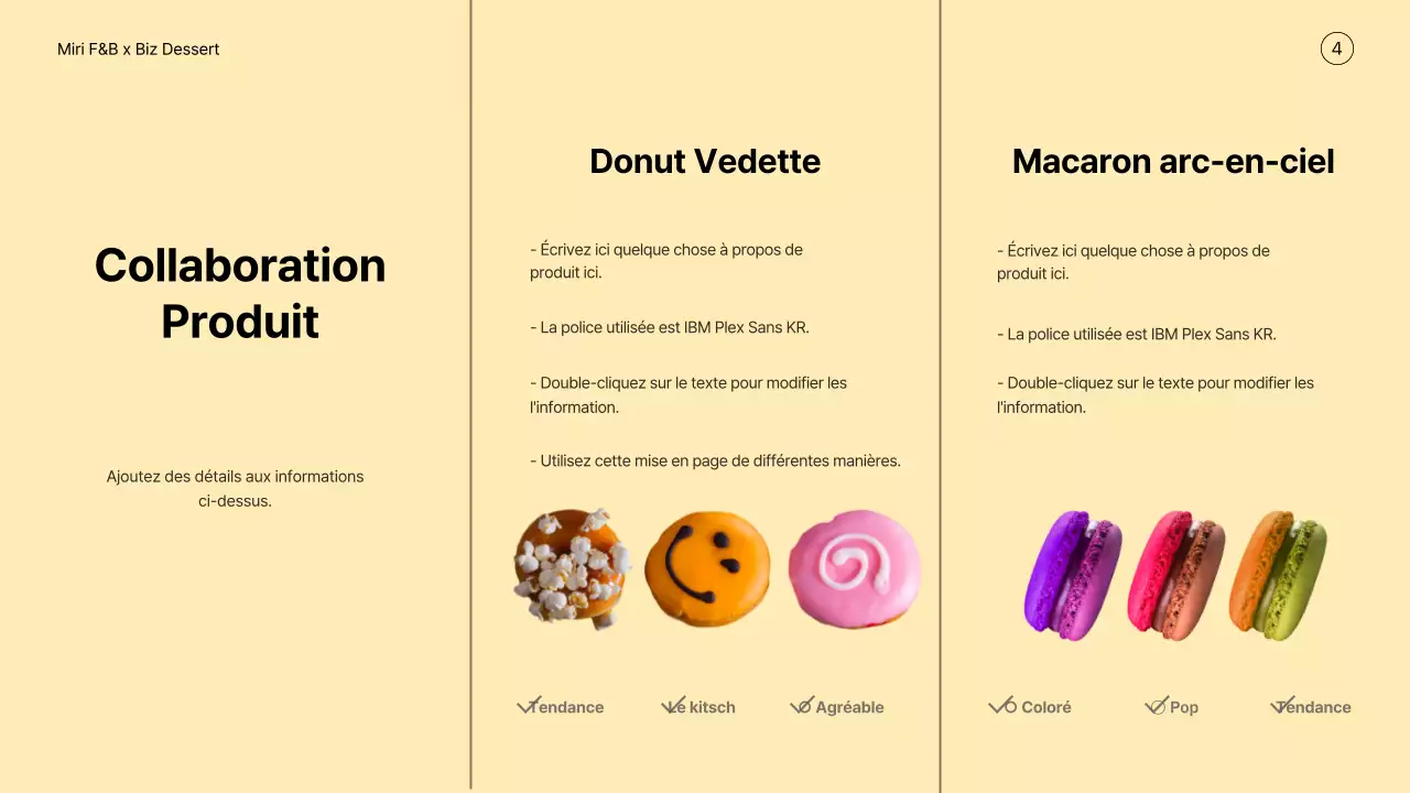 Proposition de collaboration de marque pour un dessert jaune et pastel