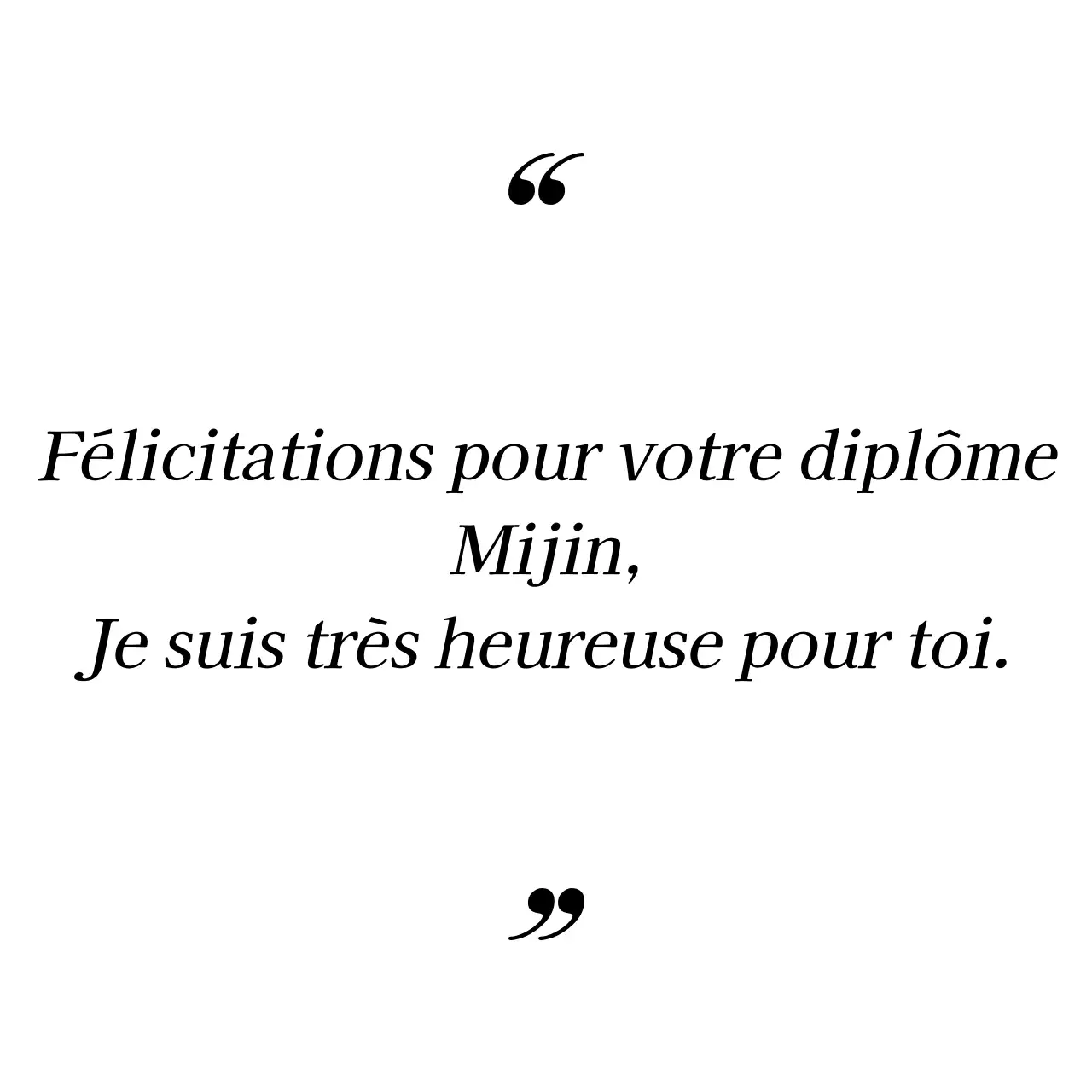Message de remise de diplôme dans un cadre de citation simple