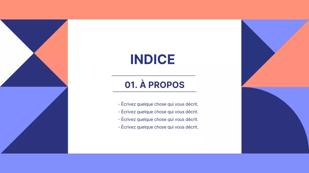 Bleu et orange formes géométriques motif style présentation géométrique minimal