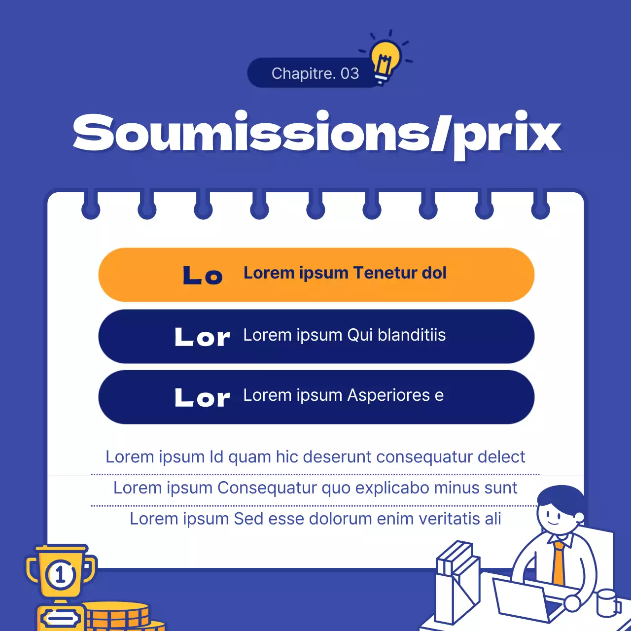 Concours d'idées interne avec un concept de bulles bleues