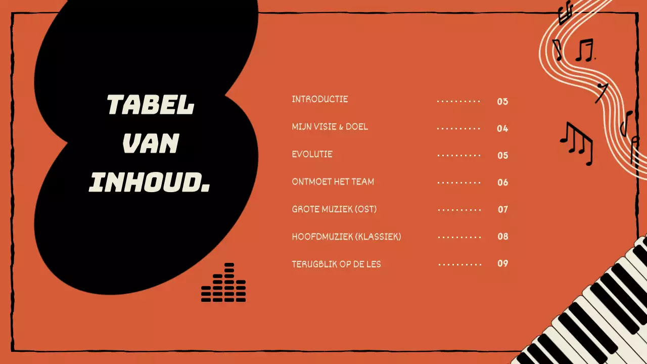 Composer portfolio in oranje en zwart