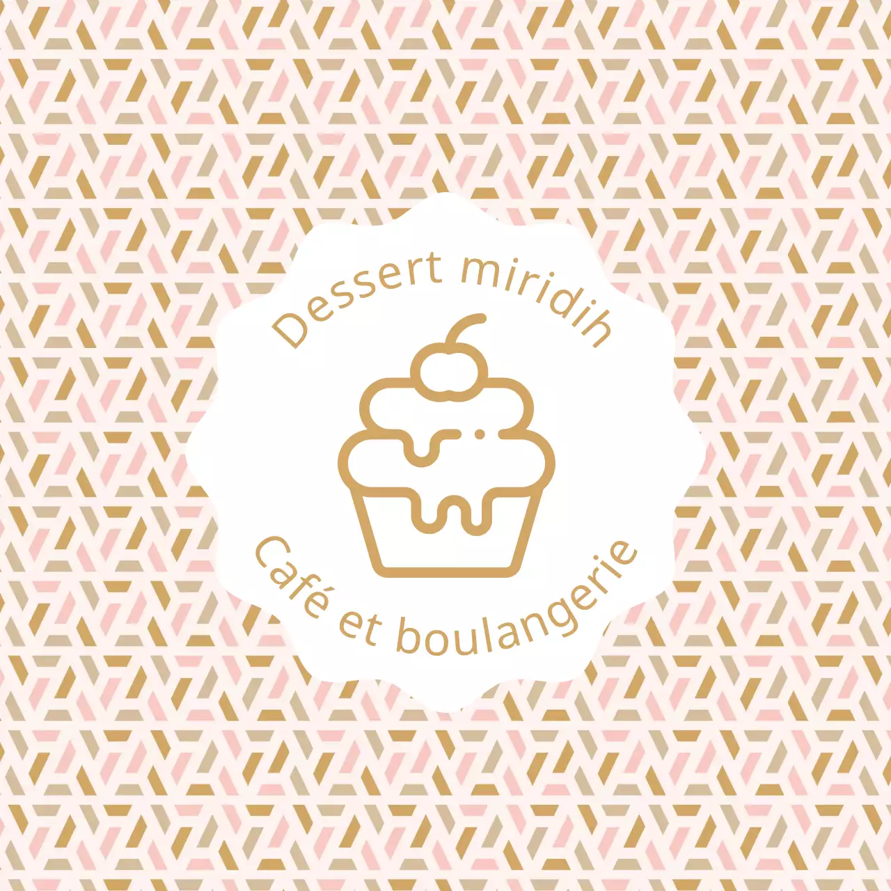 Promouvoir un café dessert illustré en rose et beige