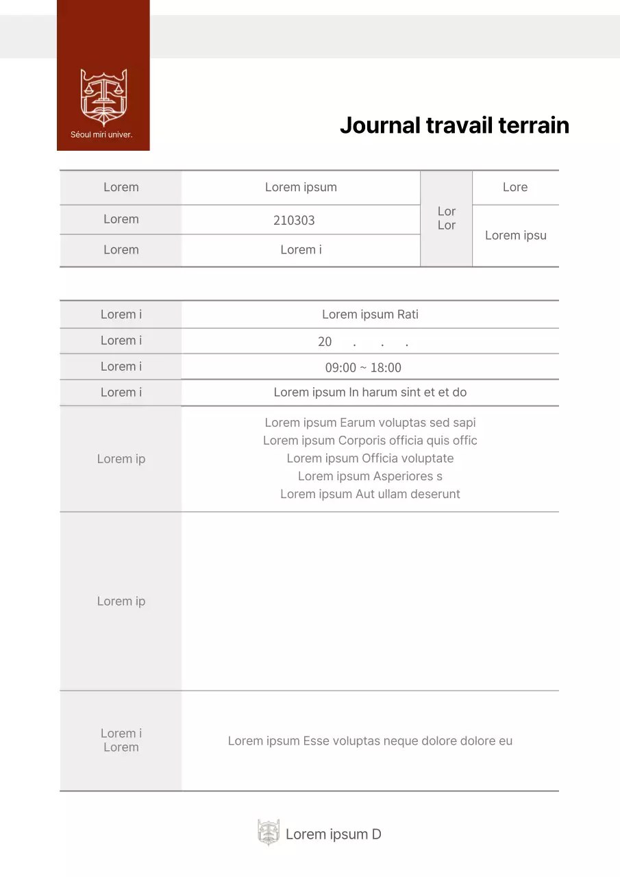 Gris Rouge Point Documentation Université Student Fieldwork Logbook
