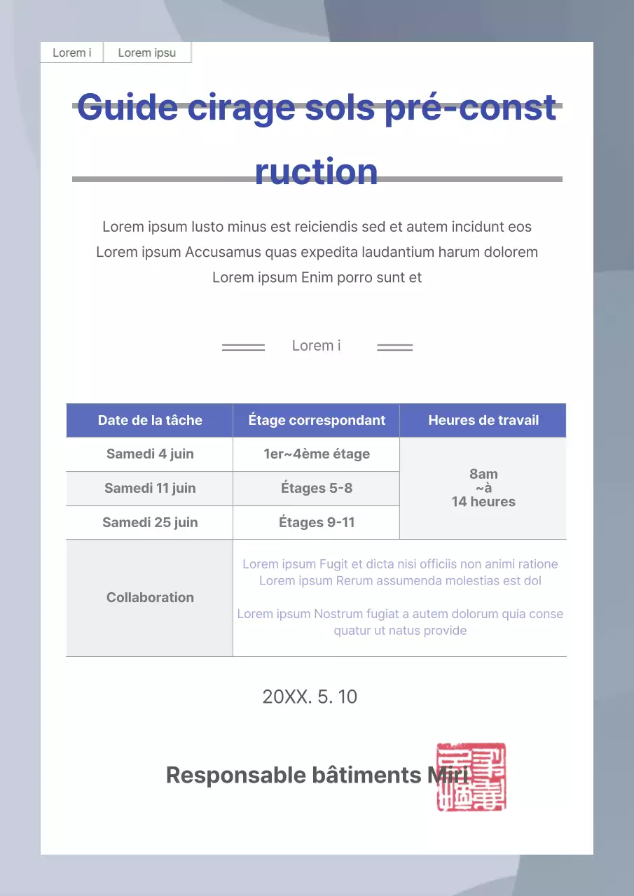 Instructions pour l'application de la cire sur les sols gris propres
