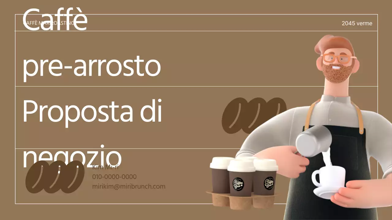 Marrone 3D Illustrazione Retro Concept Cafe Proposta per un caffè