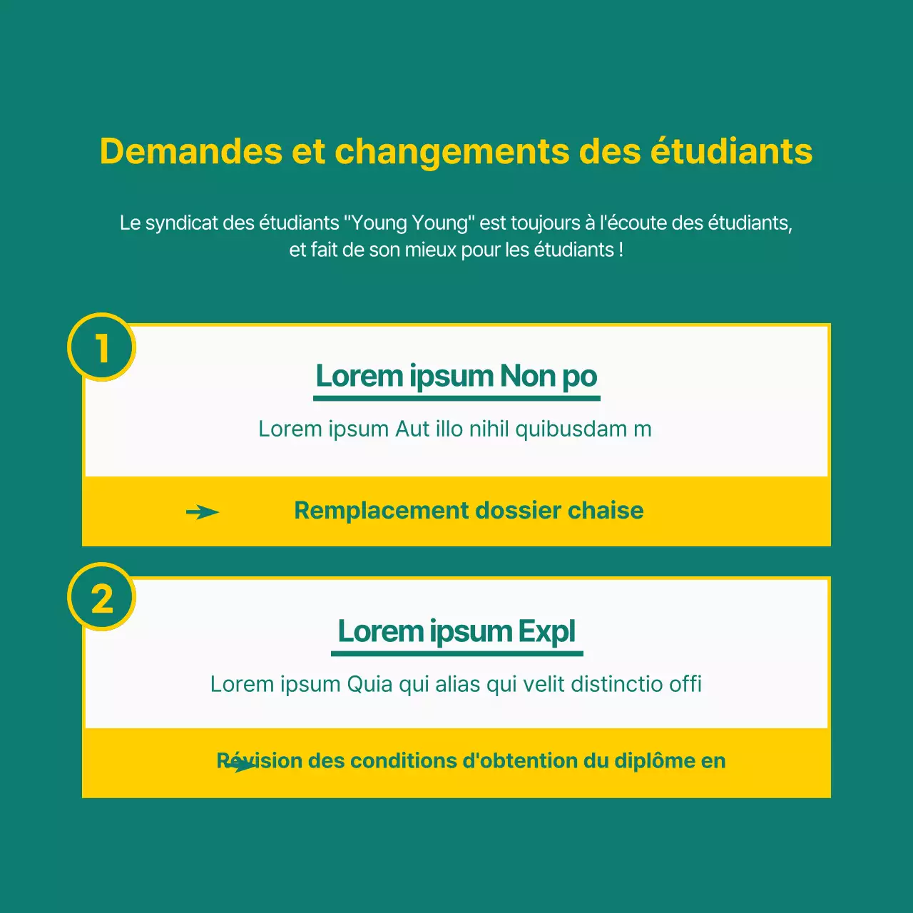 Carte de vœux de l'université jaune et verteNews design