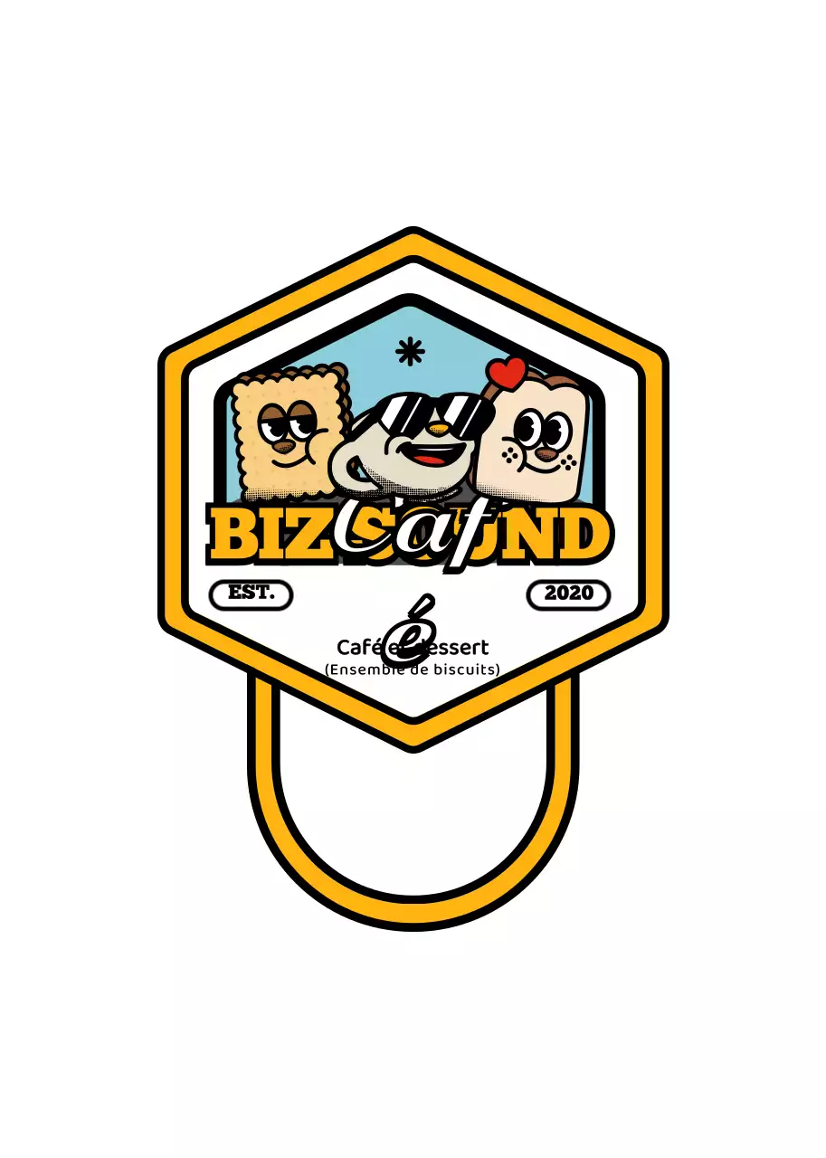 Une série de logos de cafés mignons et branchés en jaune et noir.