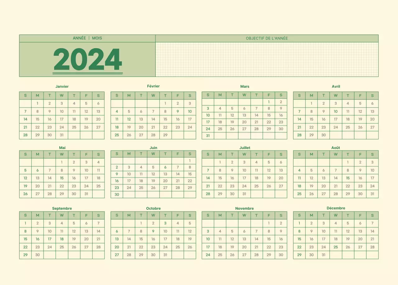 Calendrier mural SAT D-day notepad concept en vert et jaune clair