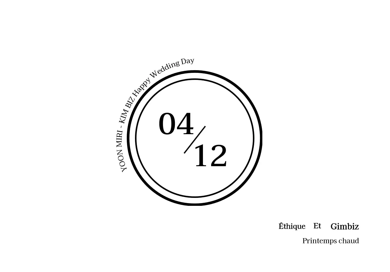 Enveloppe de carte postale d'invitation à un mariage au printemps avec texte noir et illustration circulaire